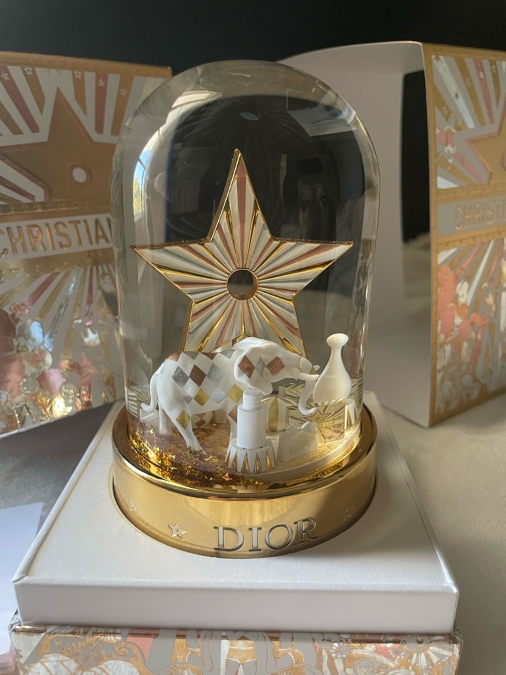 Christian Dior Gold Glitter Circus Snow Globe